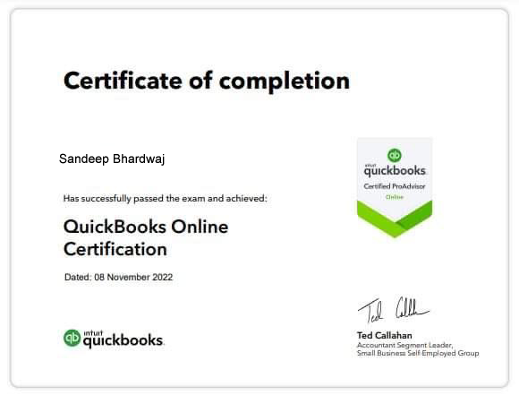 QuickBooks Certificate