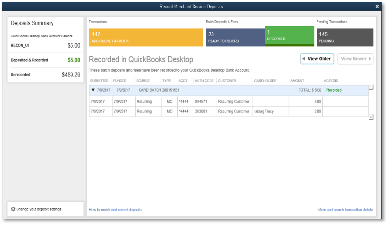 Merchant Services in QuickBooks Premier